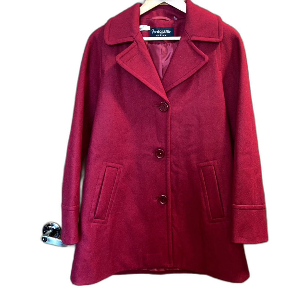 Forecaster of Boston Wool Pea Trench Coat Red Lined Business Work Attire 10